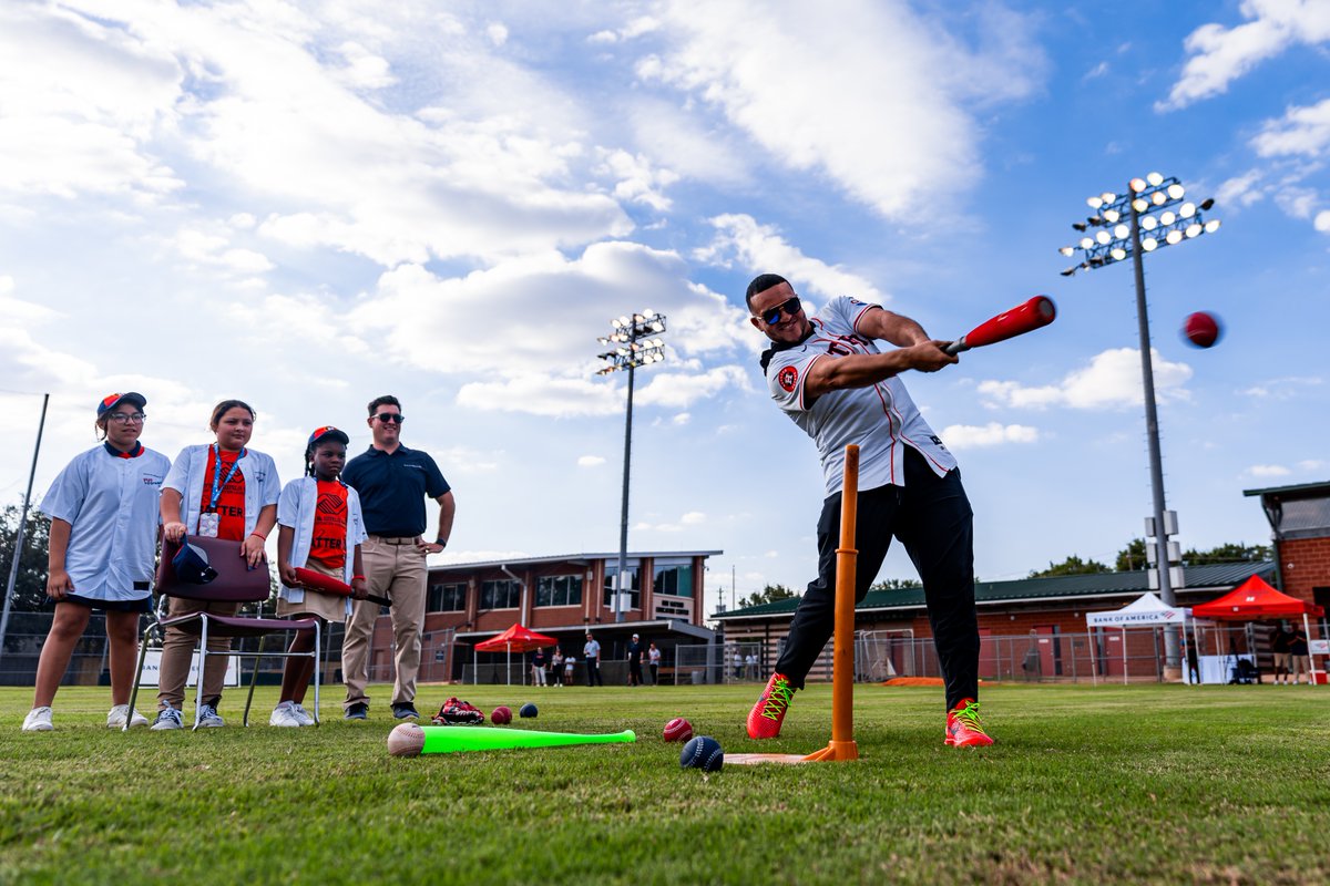astros's tweet photo. Learning from the best.

Jeremy Peña and Yainer Diaz took the field in the “Play it Forward” baseball clinic inspiring the younger generation. https://t.co/0ugJ6ap5XD