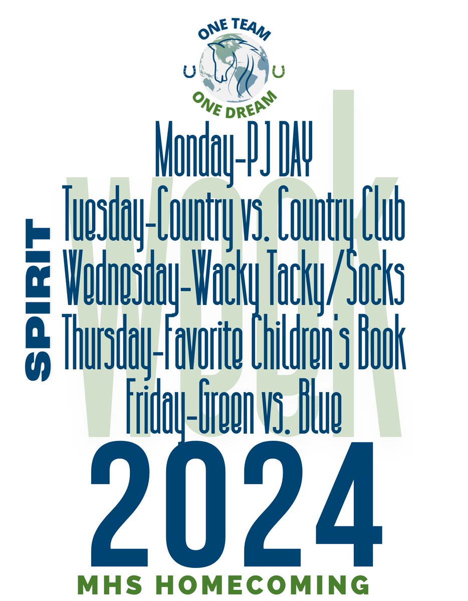 Here. We. Go!  MHS Homecoming Spirit Week is nearly upon us…