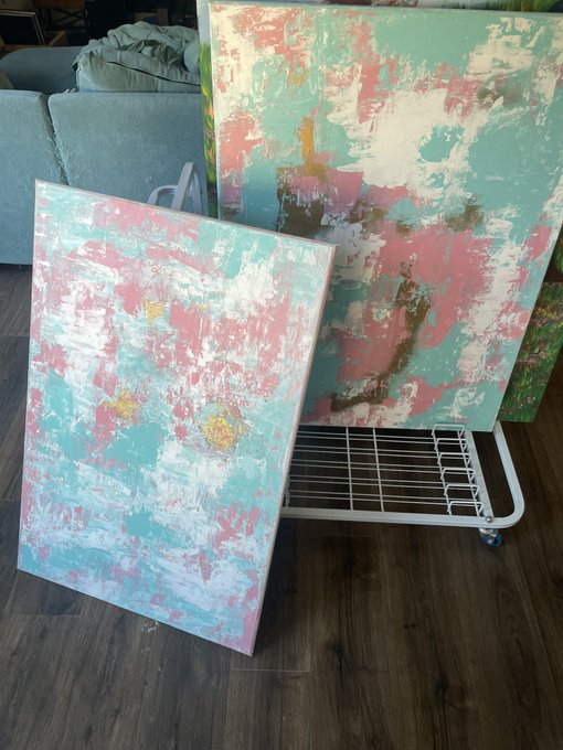 Listed 2 matching pieces of art I made for sale.They don&rsquo;t match the current color scheme I&rsquo;m going for