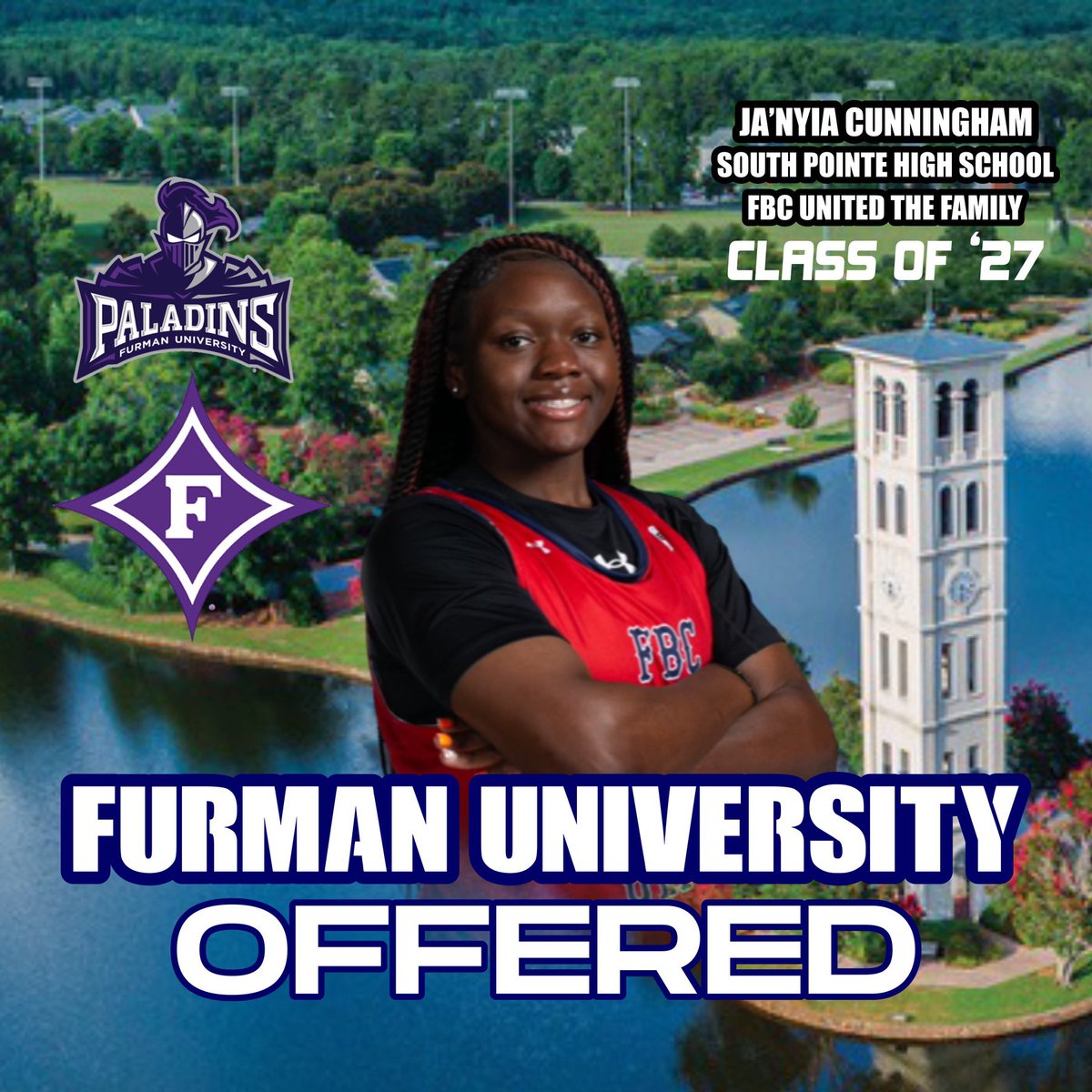 JaNyia Cunningham (@_officialgmoney) on Twitter photo After an amazing conversation with Coach P, I'm beyond grateful to have received an offer from Furman University!💜🤍 Thank you <a href="/Coach_Curtis_FU/">Pierre Curtis</a> for believing in me and taking the time to recruit me. Trust that I will continue to work hard to better my craft! #Blessed🙏🏾 After an amazing conversation with Coach P, I'm beyond grateful to have received an offer from Furman University!💜🤍 Thank you <a href="/Coach_Curtis_FU/">Pierre Curtis</a> for believing in me and taking the time to recruit me. Trust that I will continue to work hard to better my craft! #Blessed🙏🏾