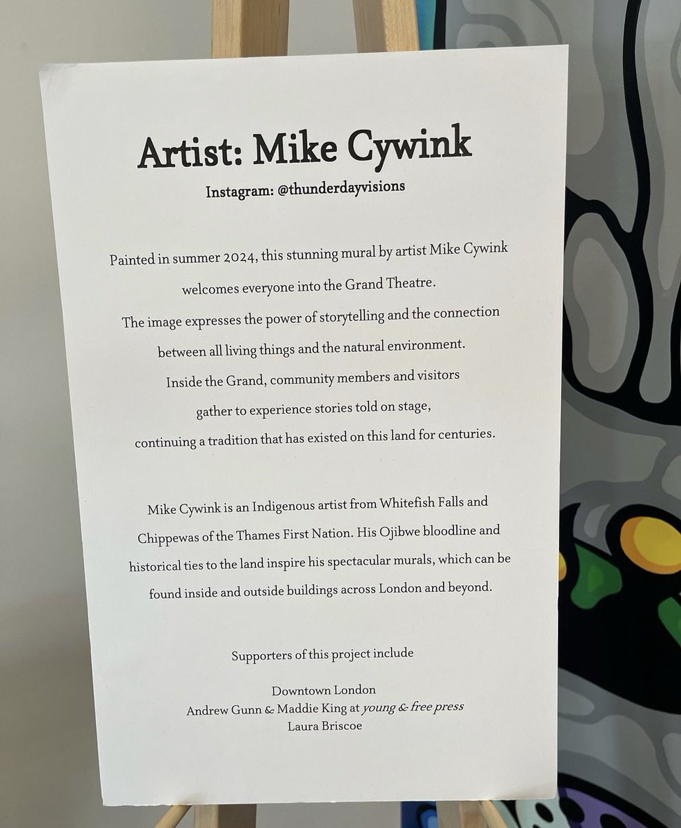 Congrats <a href="/MikeCywink/">SirCywink</a> for your stunning and meaningful visual storytelling. You’re an inspiring artist and educator. 🎉 Excited to see your work continue to grow in London and surrounding areas.  <a href="/thegrandlondon/">Grand Theatre</a> <a href="/agconsultinginc/">Andrew Gunn</a> <a href="/Downtown_London/">Downtown London</a>