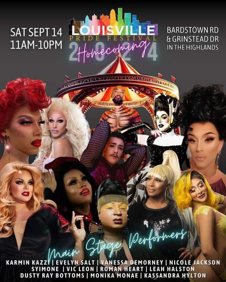 Join the Louisville Pride Foundation this Saturday from 11:00 A.M. - 11:00 P.M. in the Highlands.  Two stages, over 150 vendors, local food &amp; drinks, music, family zone, community stage, and more. Pride will be hosted by the beautiful talents of Leah Halston and Syimone.