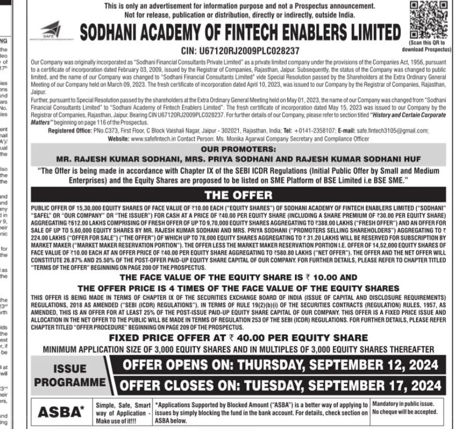manishlalwani9's tweet photo. Multiple new #SME IPOs announced for next week...
👉#Sodhani academy closing 17th Sept
👉#DeccanTranscon & #PopularFoundations closing 18th Sept
👉#Paramount speciality closing 19th Sept
Fun times? 🤔 @rohiitian, @Tanmay_31_ & @Yaxhxvardhan https://t.co/0kJ693Wevi