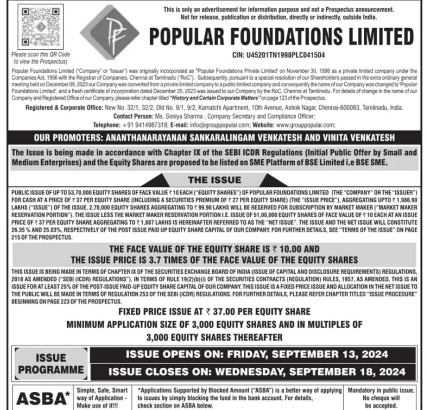 manishlalwani9's tweet photo. Multiple new #SME IPOs announced for next week...
👉#Sodhani academy closing 17th Sept
👉#DeccanTranscon & #PopularFoundations closing 18th Sept
👉#Paramount speciality closing 19th Sept
Fun times? 🤔 @rohiitian, @Tanmay_31_ & @Yaxhxvardhan https://t.co/0kJ693Wevi