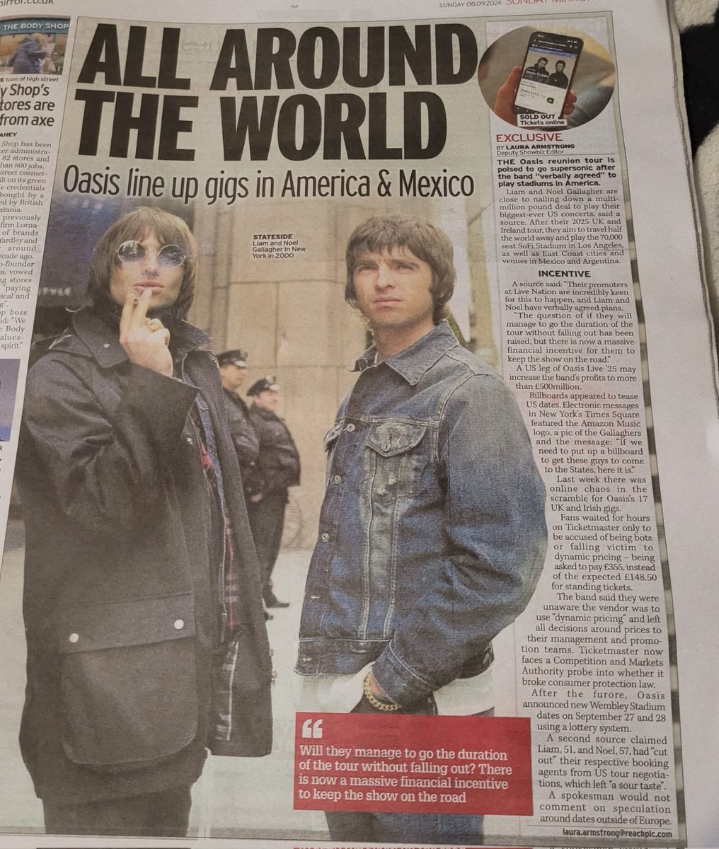 ailoviutl's tweet photo. El diario británico The Mirror ha revelado que la legendaria banda Oasis está a punto de anunciar fechas de gira en Estados Unidos, México y Argentina. 

Según la publicación, la reunión de Oasis está a punto de tomar un impulso supersonico, ya que la banda ha “acordado verbalmente” tocar en estadios en América Latina. 

Estén pendientes porque aquí les tendré todos los detalles sobre la posible visita de Oasis al Estadio GNP Seguros de la CDMX en 2025 🇲🇽

#oasis2025 #Oasis #Music #Música #Concert #Concierto #OasisLive25 #oasisreunion #México #Gallagher #EstadioGNPSeguros #CDMX #México