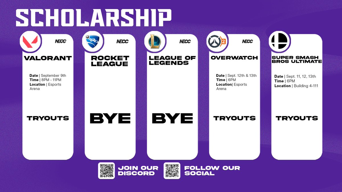 Esports_GCU's tweet photo. Our first full week is underway 🥳
This week is packed with tryouts and events, so make sure to be on time and follow our other socials ❗

#esports #gcu #LopesUp #gcuesports https://t.co/Vv9Akq3AXz