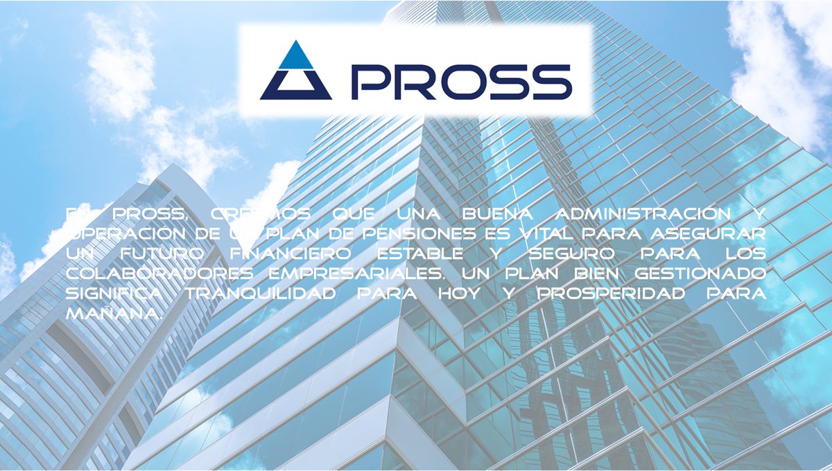 ProcesosPROSS1's tweet photo. Maximizando el mañana: La clave de un Plan de Pensiones bien operado, está en PROSS
#PlanDePensiones #FuturoSeguro #PROSS https://t.co/SAiHfiy8vw