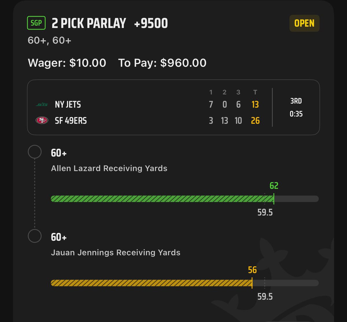 mattycoverss's tweet photo. 4 yards from Jennings for 2k I got someone with $150 if it comes thru. https://t.co/JpWu26fljA