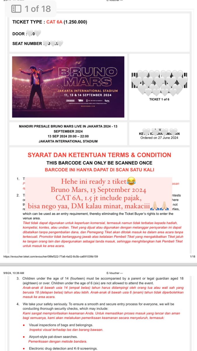 talulaaff's tweet photo. WTS Bruno Mars yuhuu kakak-kakak yuk dibeli✨  #BrunoMarsJakarta #wtsbrunomars #wtsbrunojakarta #jualtiketbrunomars https://t.co/OwAOkQlR0D