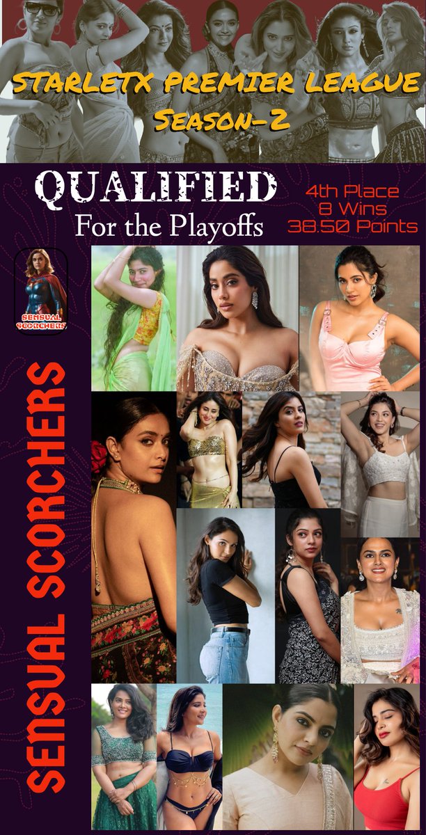 StarletX_'s tweet photo. #StarletXPremierLeague -Season2

PLAYOFFS QUALIFICATION:

#SensualScorchers by @pamforlyf finished at no.4 in the Points Table and Qualified for the Playoffs 👏 https://t.co/kXIWPVHIjM