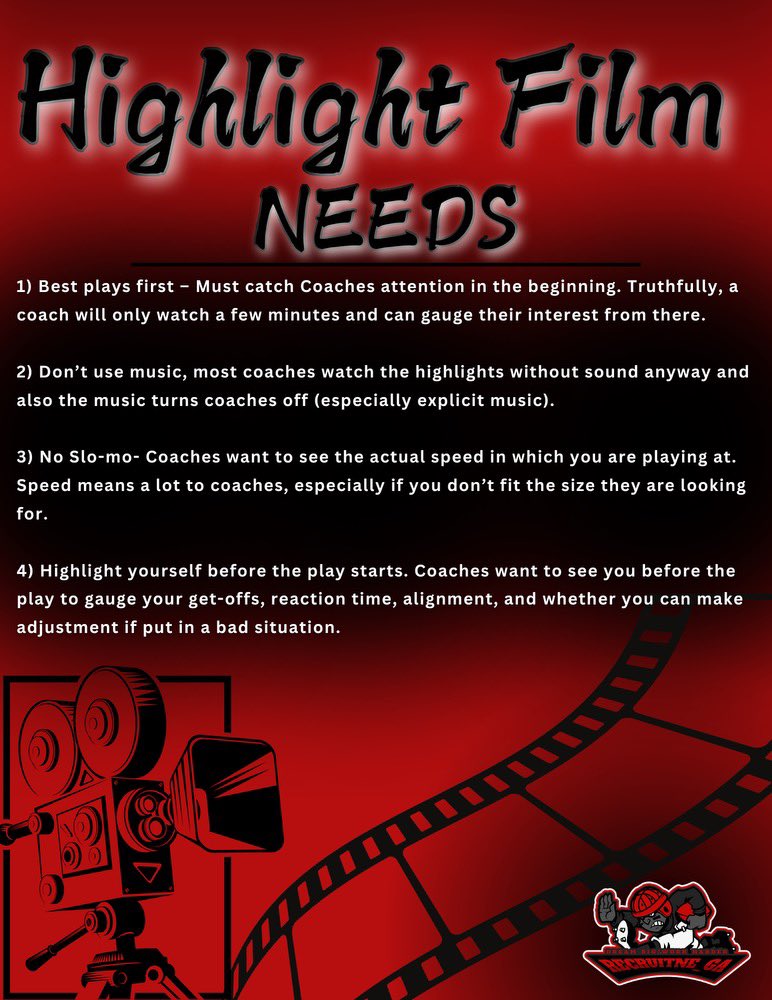 Coach Daniels (@coachdaniels06) on Twitter photo A guide to how you should make your highlights more appealing to college coaches and recruiting staff. A guide to how you should make your highlights more appealing to college coaches and recruiting staff.