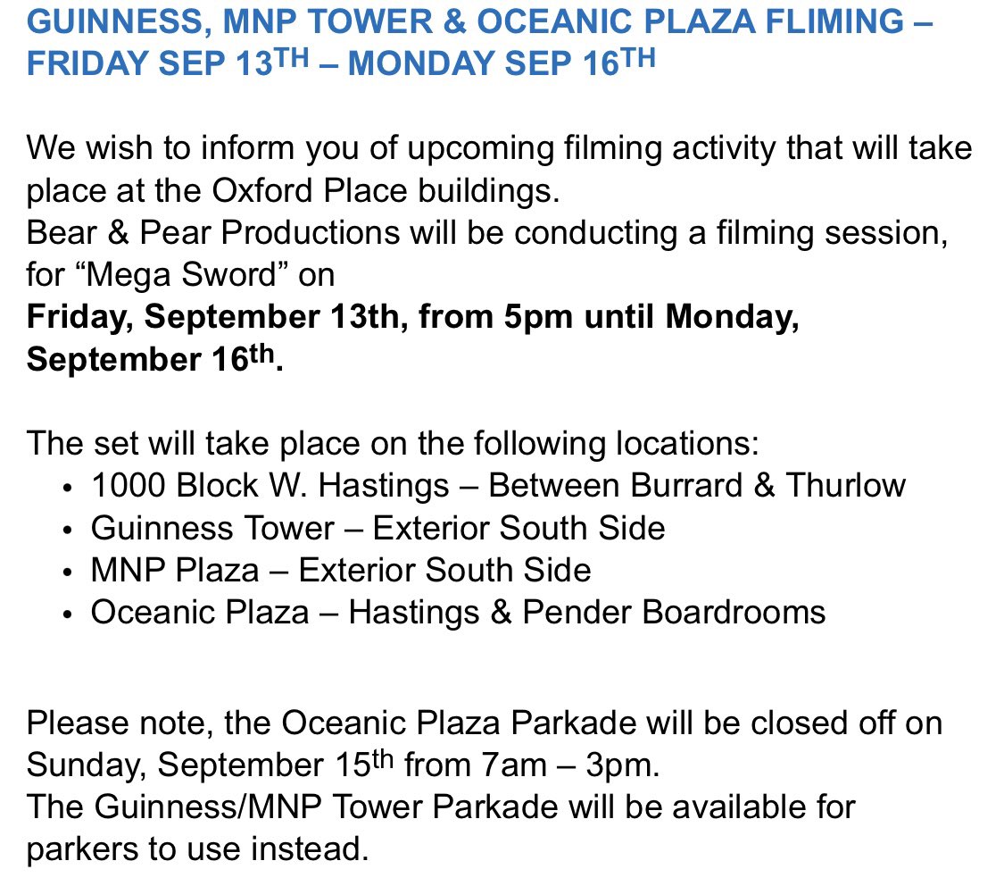 Jen_Eggleston's tweet photo. Filming around Oceanic Plaza at the weekend (CC @yvrshootstweets) https://t.co/iocWTsyXmb