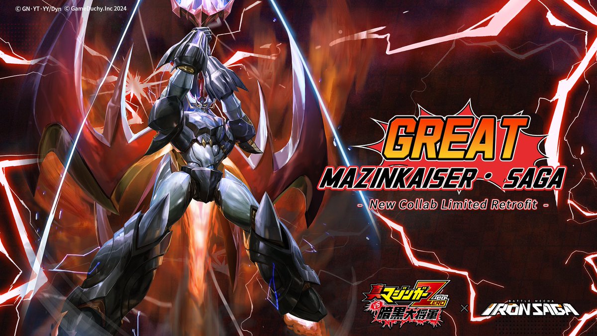 IronsagaEN's tweet photo. Introducing NEW SSS unit >>>
GREAT MAZINKAISER · SAGA!

"Now is the time to go beyond the great hero and become the great emperor!!!"

🌈Legend never dies! Repost Giveaway for the base unit Great Mazinkaiser x1 to a lucky commander!
#IronSaga
#MazingerZERO https://t.co/5tARW5SfDy