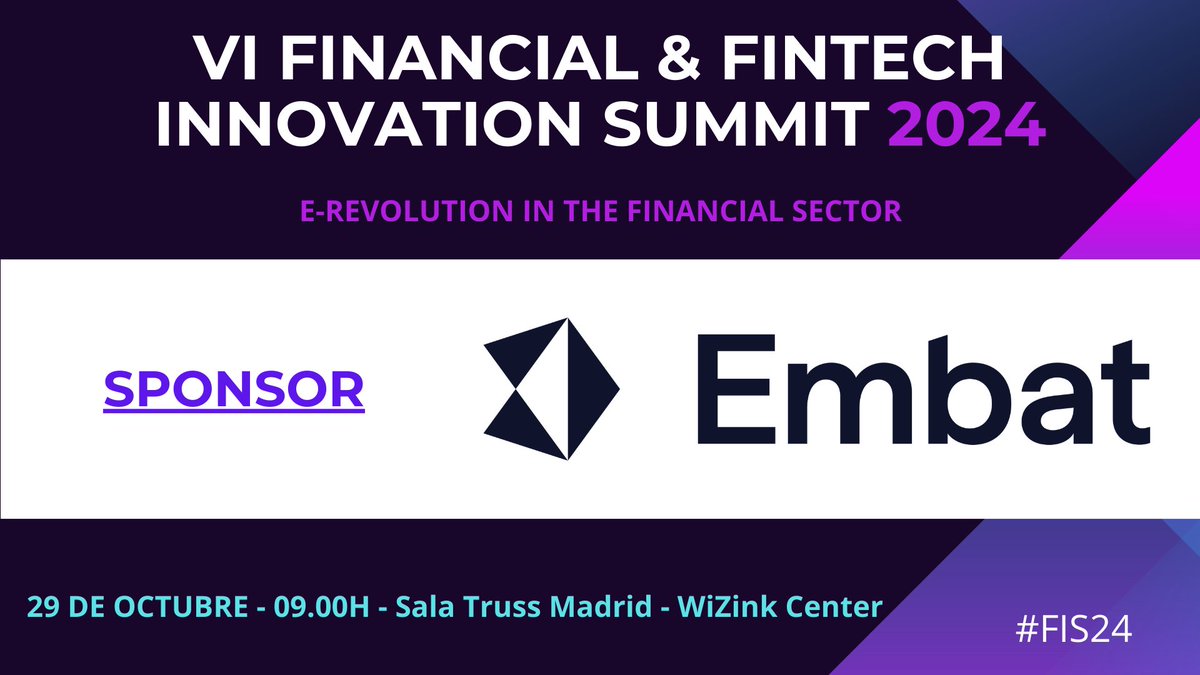 UrbanEventMkt's tweet image. 📣📣 Seguimos comunicando los sponsors del 𝗩𝗜 𝗙𝗶𝗻𝗮𝗻𝗰𝗶𝗮𝗹 &amp;amp; 𝗙𝗶𝗻𝘁𝗲𝗰𝗵 𝗜𝗻𝗻𝗼𝘃𝗮𝘁𝗶𝗼𝗻 𝗦𝘂𝗺𝗺𝗶𝘁 𝟮𝟬𝟮𝟰 📣 📣 ⁣⁣⁣⁣
⁣⁣⁣⁣
👏Hoy estamos encantados de dar la 𝗯𝗶𝗲𝗻𝘃𝗲𝗻𝗶𝗱𝗮 a #Embat, una 𝗽𝗹𝗮𝘁𝗮𝗳𝗼𝗿𝗺𝗮 𝗱𝗲 𝗴𝗲𝘀𝘁𝗶𝗼́𝗻 𝗱𝗲…