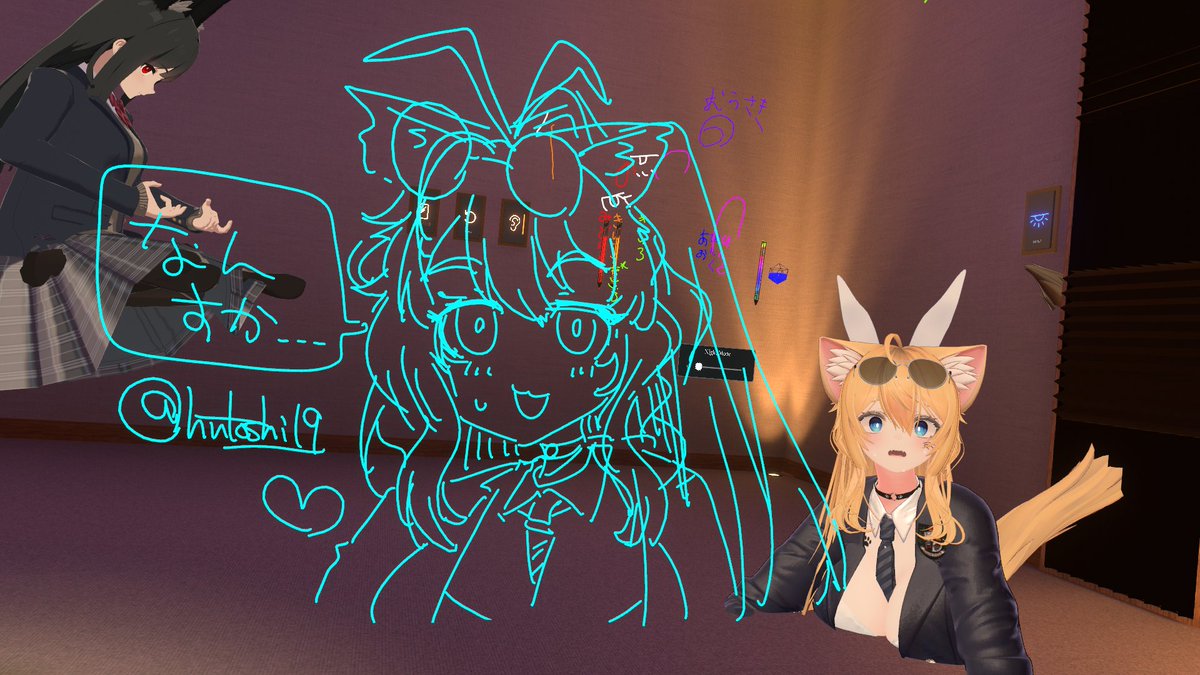 VRCお絵描き!深夜インスタンスでお見掛けした猫タンクさん(@Nekotank610)、わちゃわちゃ動いたり元気でかわいらしいお方～(フレンドさんの希望で催眠猫タンクさん差分付き)😷✒️🐱🚜 