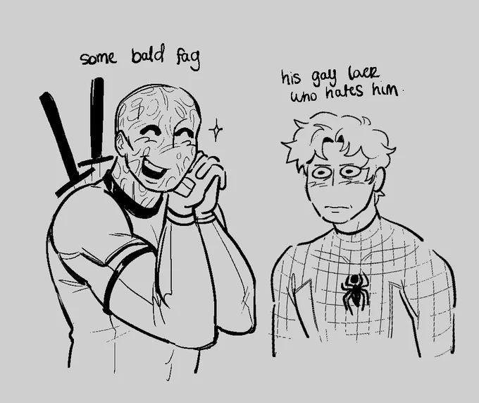 trope ive been really into as of late  #spideypool #cherik