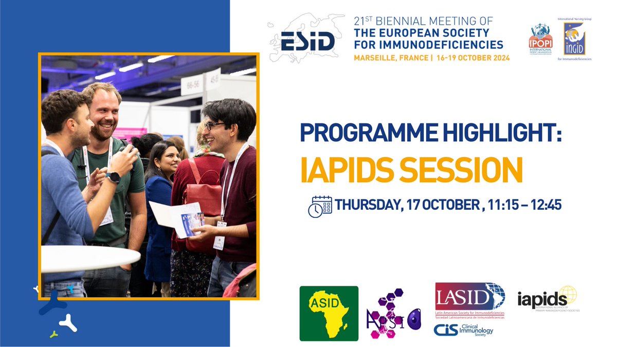 ESID (@esidsociety) on Twitter photo Donβt miss "IEI in the World" at #ESID2024! π
π
Thurs, 17 Oct | 11:15-12:45
π€ Experts: Elie Haddad, Anne Barasa, Hirokazu Kanegane, Lorena Regairaz
Gain global insights on #IEI. Details π bit.ly/3k4tUT2
#IAPIDS #Immunology <a href="/ClinImmSoc/">CIS</a> <a href="/AfricanAsid/">African Society For Immunodeficiencies (ASID)</a> <a href="/APSID_PID/">APSID</a> Donβt miss "IEI in the World" at #ESID2024! π
π
Thurs, 17 Oct | 11:15-12:45
π€ Experts: Elie Haddad, Anne Barasa, Hirokazu Kanegane, Lorena Regairaz
Gain global insights on #IEI. Details π bit.ly/3k4tUT2
#IAPIDS #Immunology <a href="/ClinImmSoc/">CIS</a> <a href="/AfricanAsid/">African Society For Immunodeficiencies (ASID)</a> <a href="/APSID_PID/">APSID</a>