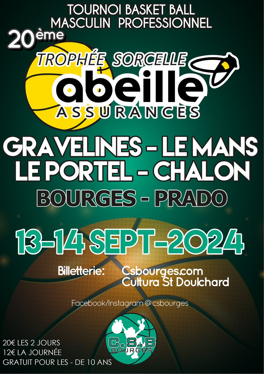 INFOPTIMUM's tweet photo. JOUEZ et GAGNEZ vos places pour le TROPHÉE de Basket ABEILLE SORCELLE ASSURANCES 2024 à Bourges: C'est un événement exceptionnel : le grand rendez-vous de basket masculin du département du Cher ! Le TROPHÉE Sorcelle Abeille Assurances est un tournoi de… https://t.co/IPnXfMFMMJ https://t.co/DOOsbzM0fW