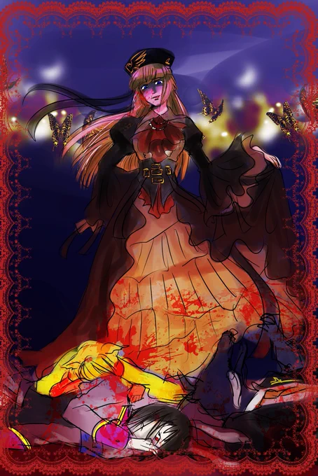 2008年から2010年くらいに描いた #うみねこFA #ひぐらしFA のほんの一部載せます!Twitter2008年に始めてるから此処には一度も載せたことないかもこの魔女シオンと魔女ローザの捏造ファン落書きはいまだに海外の方とかがこのデザインで描いてくださってたりして面白いです 