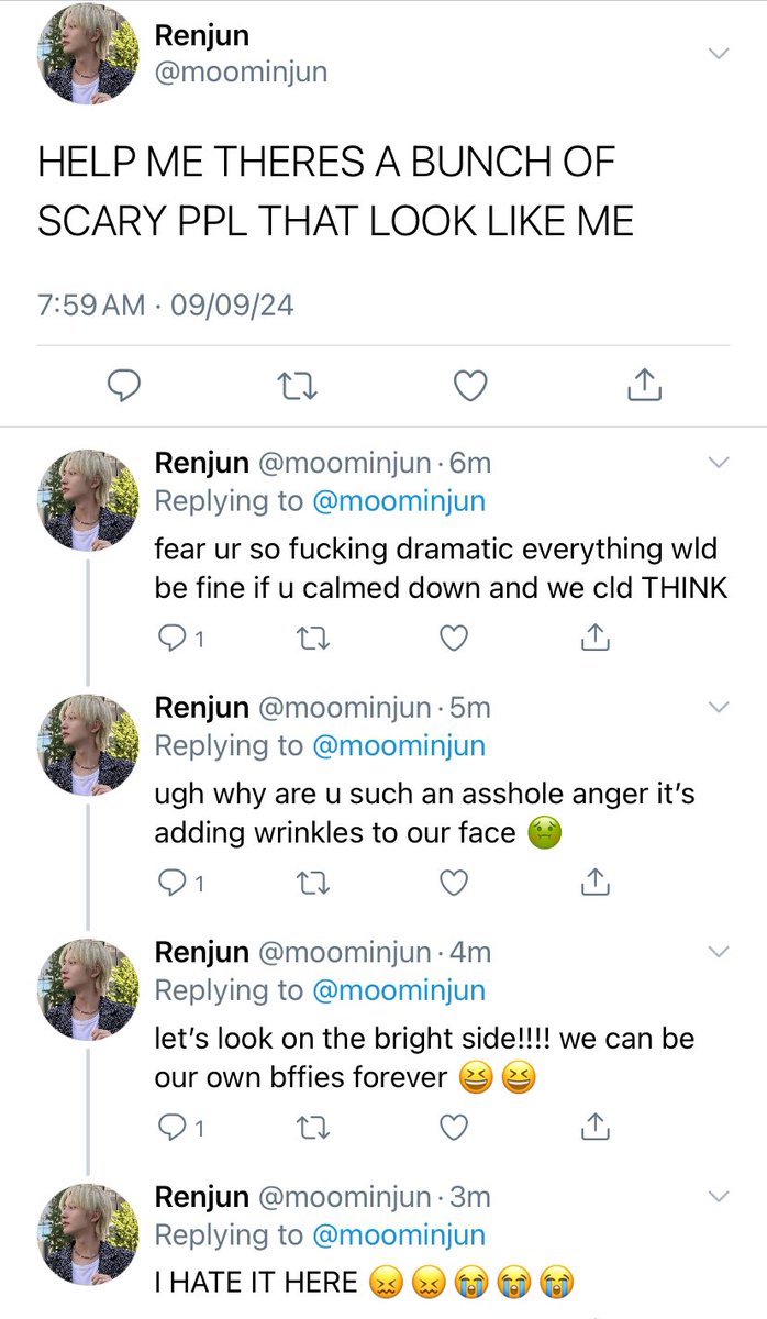 ohhkiyowo's tweet photo. 5 renjuns | markren mini au

mark wishes for five renjuns. the next morning, renjun has been split into five emotions. https://t.co/7tesjDDiZ2