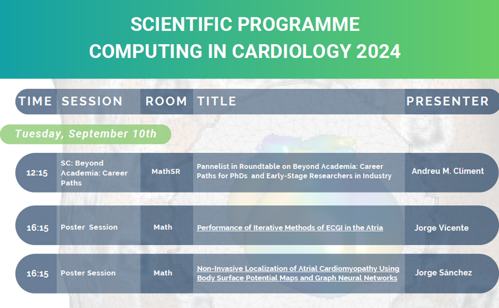 ITACA Institute (@itacaupv) on Twitter photo 📢 Researchers form <a href="/cor_grupo/">COR Group</a> and <a href="/corifyAF/">Corify Care</a> participe at the prestigious #ComputingInCardiology conference.
😃Today, <a href="/amcliment/">Andreu M. Climent</a> speaks at a round table discussion, while Jorge Sánchez and Jorge Vicente present their innovative research in a poster session. #ECGI #Cardiology 📢 Researchers form <a href="/cor_grupo/">COR Group</a> and <a href="/corifyAF/">Corify Care</a> participe at the prestigious #ComputingInCardiology conference.
😃Today, <a href="/amcliment/">Andreu M. Climent</a> speaks at a round table discussion, while Jorge Sánchez and Jorge Vicente present their innovative research in a poster session. #ECGI #Cardiology