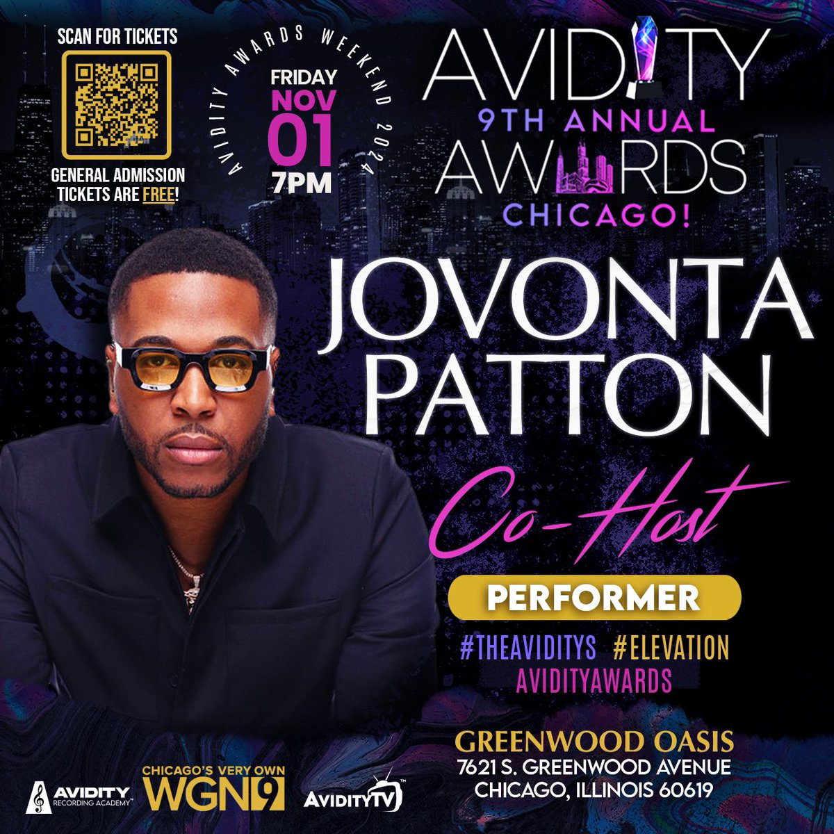 1DerrickHuggins's tweet photo. #BREAKINGNews! Get ready for a night of electric praise, uplift, and undeniable inspiration, as the Avidity Recording Academy - @1ARANation welcomes @JovontaPatton, who will serve as our co-host alongside @crystalaikin, and who will be performing at the 9th Annual @AvidityAwards ceremony and television taping, airing December 15th on WGN-TV!

Join us on Friday, November 1st at Greenwood Oasis in Chicago, Illinois! Gen Admission tickets are FREE!

Tickets: https://t.co/zwMbKgomOd