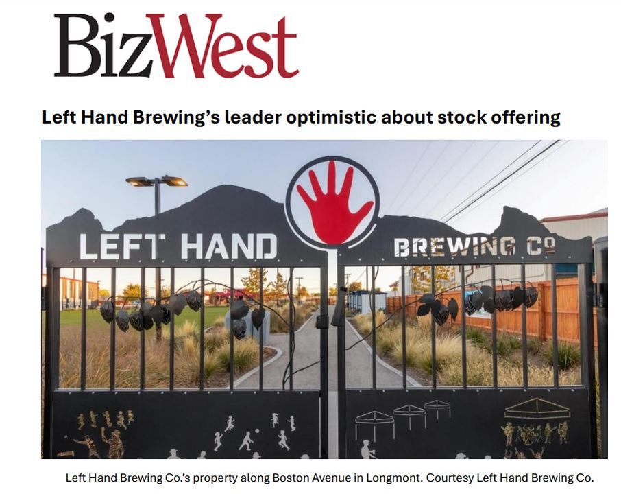LeftHandBrewing's tweet photo. Thanks @BizWest for the recent story about our capital raise &amp; platform for independent craft beverage companies. Our co-founder Eric Wallace shares info on the state of craft beer, what inspired this path forward, &amp; how to get involved. 

Check it out 👉 https://t.co/qJ2ixLopzv https://t.co/nkR0uZbCyb