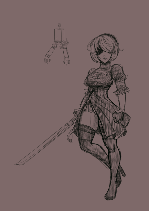 ChipangaC's tweet photo. been playing nier automata for the first time. i really like it and 2b's design is awesome https://t.co/CEUdTlhyo0