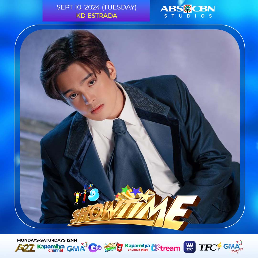 itsShowtimeNa's tweet photo. Madlang People! Triple ang good vibes at energy this Tuesday kasama ang ating new gen Kapamilya #StarMagic artists na sina KD,  Karina, Aljon, and AC sa It's Showtime! 💙💛 

#ShowtimeTripleAngSaya
Follow and subscribe here: 
https://t.co/Gs3IAXU5tb https://t.co/H7t0wwqE8F