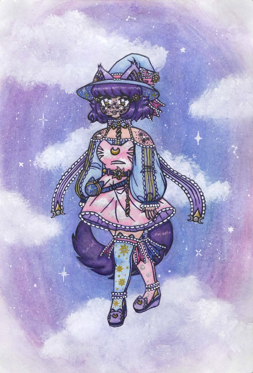 buffy_art's tweet photo. I drew my fursona as a Genshin character too! Though I made this a while ago while trying to fix all of the mistakes I made that messed up the paper. I imagine her vision would be somewhere on the back of her outfit, though I'm having trouble deciding what element she has https://t.co/lyfnbXufo3