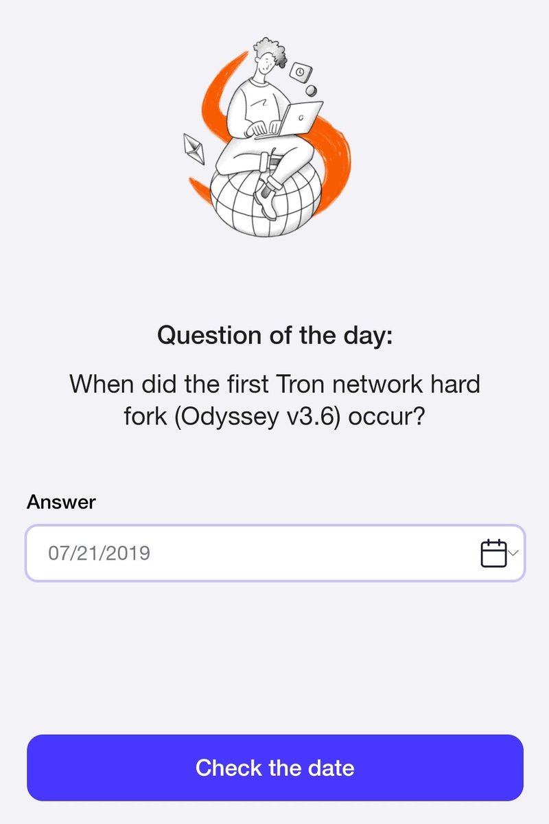 AirdropMantaps's tweet photo. 🔥🔥TIMEFARM🔥🔥 
10 September 2024

Timefarm oracle of time
"When did the first Tron network hard fork (oddyssey v3.6) occur?"
➡️ 21 July 2019

Join Timefarm: https://t.co/GJdWNnO6iq

#airdrop #Airdrops #timefarm #HamsterKombat #muskempire #xempire #bitcoin #crypto https://t.co/D9ZWks7ZSD