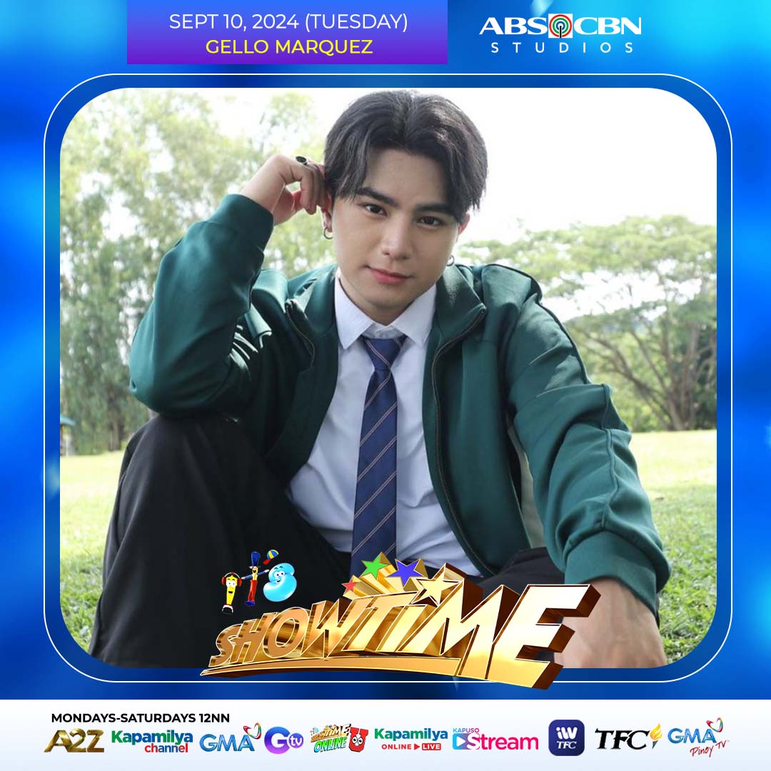 itsShowtimeNa's tweet photo. Madlang People! Triple ang good vibes at energy this Tuesday kasama ang ating new gen Kapamilya #StarMagic artists na sina  Bianca, Gello, and Vivoree sa It's Showtime! 💙💛 

#ShowtimeTripleAngSaya
Follow and subscribe here: 
https://t.co/Gs3IAXU5tb https://t.co/LMVttvzNNW