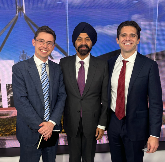 stephendziedzic's tweet photo. Spoke with World Bank President Ajay Banga while he was in Canberra -the full interview playing on Afternoon Briefing around 415pm this afternoon on the @abcnews channel. But a few snippets to follow 1/ https://t.co/gL33ynmMoM