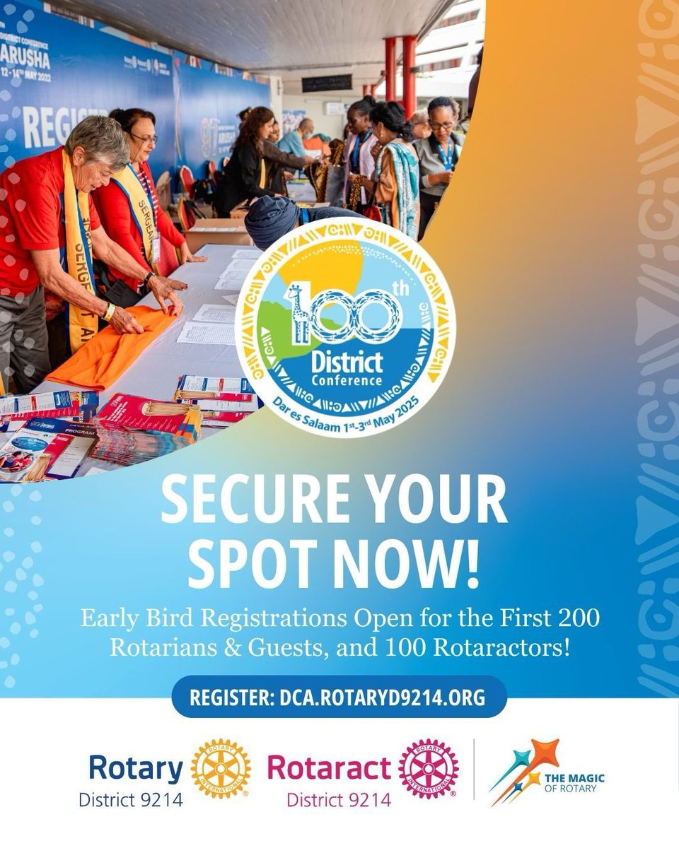 Early bird spots are filling up fast, and this opportunity won't last long! Register now to secure your place as one of the early birds. #100thdca