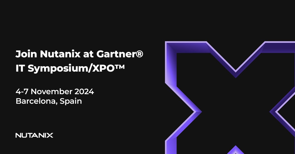 📢 #Nutanix is a Premier Exhibitor at this year's #GartnerSym! We'll be speaking about the latest trends in #AI, cloud native, and hybrid cloud. 
💸 Use Nutanix promo code ESC36EDC and get 10% discount off a full ticket price. 
Book a meeting with us here: bit.ly/4cITiXt