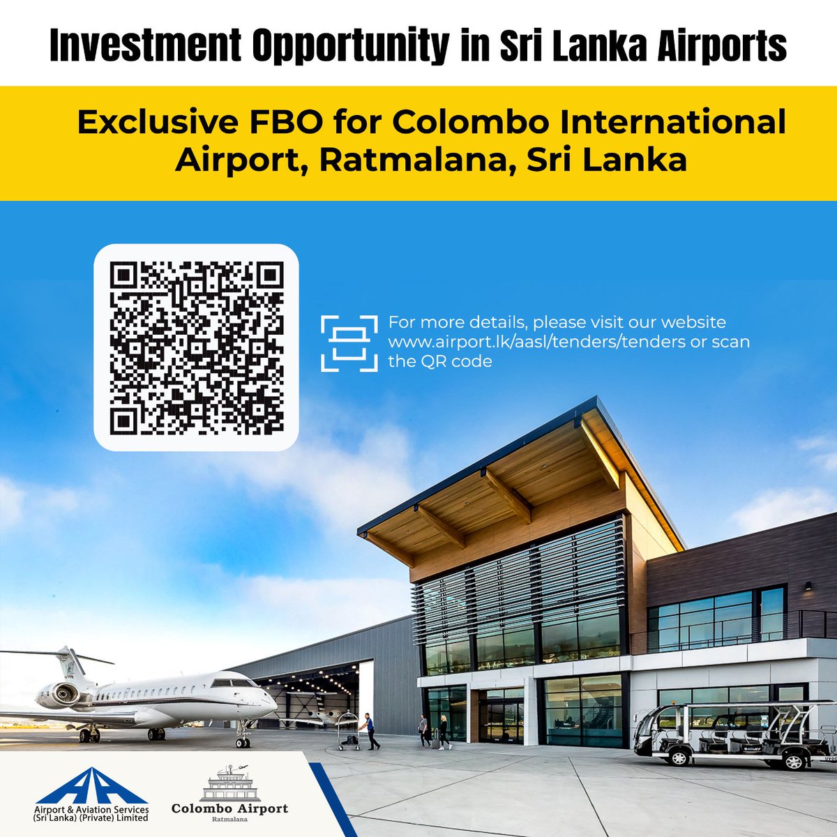 𝙄𝙣𝙫𝙚𝙨𝙩𝙢𝙚𝙣𝙩 𝙊𝙥𝙥𝙤𝙧𝙩𝙪𝙣𝙞𝙩𝙮 𝙞𝙣 𝙎𝙧𝙞 𝙇𝙖𝙣𝙠𝙖 𝘼𝙞𝙧𝙥𝙤𝙧𝙩𝙨.....

For more information please visit airport.lk/aasl/tenders/t…