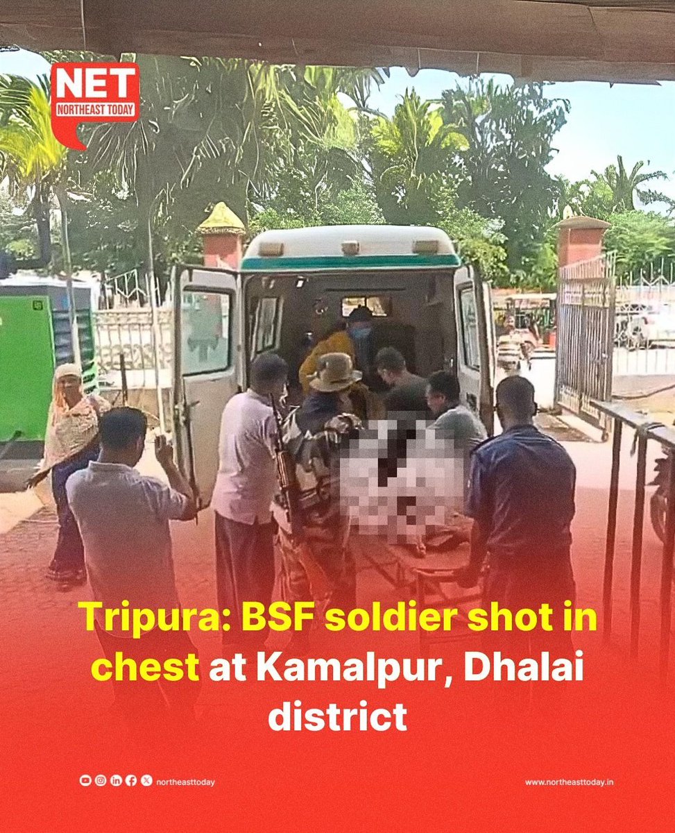RanaNep's tweet image. #NETSnippet | A tragic incident took place at approximately 12 noon on Monday near the Amtali Border Outpost along the India-Bangladesh border in Kamalpur sub-division. A soldier from the 105th Bn of the BSF identified as B Arun Dileep (40) was shot in the chest while on duty.
