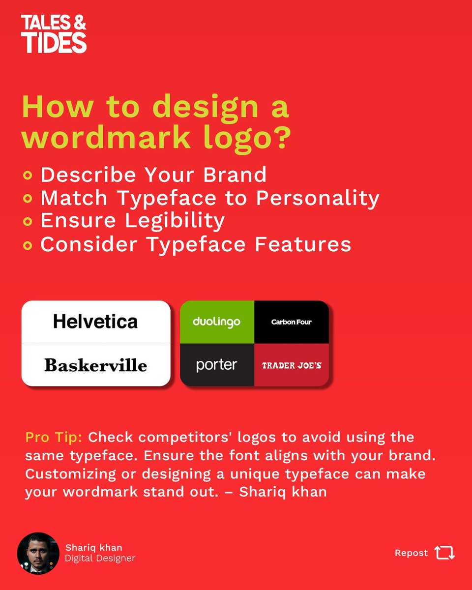 Shariqkhan742's tweet image. Unlock the secrets of impactful branding with our guide on Wordmark Logo Design. Learn from industry giants like Google and Coca-Cola to create memorable logos. Perfect for designers, marketers, and business owners. 
#LogoDesign #Branding #WordmarkLogo #GraphicDesign #Marketing