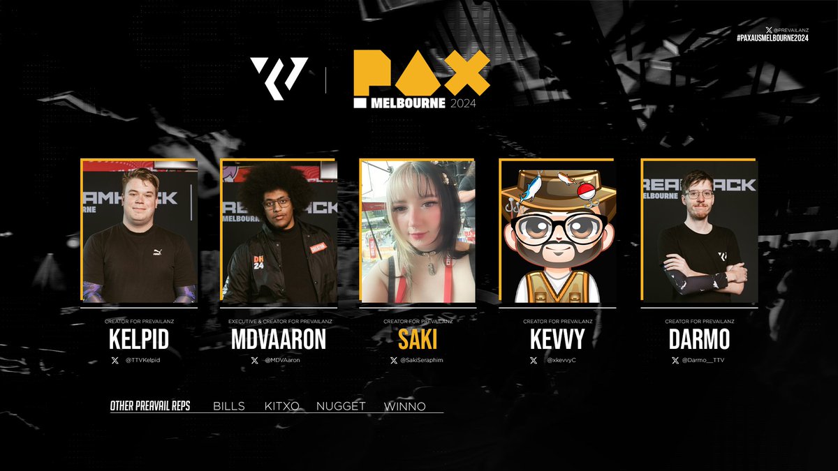 PrevailANZ's tweet photo. We will be attending @PAXAus 🥳🥳

PRVL Will be having a community meet up.

📅Saturday, Oct, 12th
🕕6:30PM - 7:30PM 
🗺️lbis community room

Make sure you swing past and meet your favorite Streamer or staff! 

#PAXAUS  | #WEPRVL https://t.co/Tj0MWIZzbg