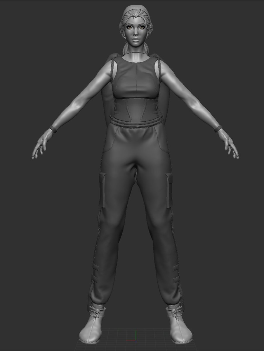 After making #Resolve’s sculpt, I realized I didn’t like her outfit. So I decided to learn #marvelousdesigner. This is her current outfit on an updated sculpt from late June!