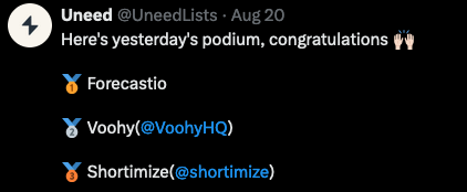 Yay, <a href="/VoohyHQ/">Voohy</a> is one of the top products of the month from <a href="/UneedLists/">Uneed</a>