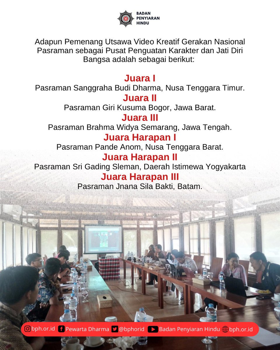bphorid's tweet photo. #SobatSiarHindu

Pemenang Utsawa Video Kreatif pada lomba Gerakan Nasional Revolusi Mental (GNRM) PHDI Tahun 2024. 

Selengkapnya baca disini.........
https://t.co/kHVwLeHCgx

#siarhindu 
#penyiaranhindu
#hindudharma
#MudaHindukreatif
#GNRMPHDI2024 https://t.co/mz6rgqnJBF
