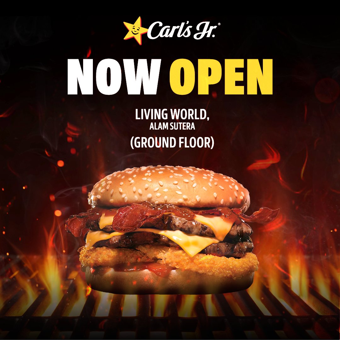 Kabar gembira buat Living Friends!

<a href="/CarlsJrID/">Carl’s Jr. Indonesia</a>  sudah hadir di Ground Floor Living World Alam Sutera⭐️🍔

Datang dan dapatkan beragam promo menarik selama Soft Opening 🤩

The Garden, GF 

#LivingFriends #LivingWorldAlamSutera