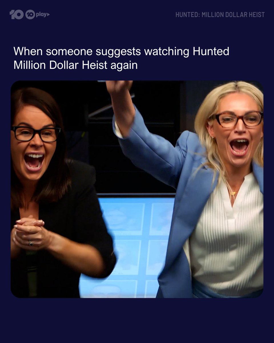 We thought you’d never ask! 🙌

Stream #HuntedAU Million Dollar Heist 💰 on 10 Play