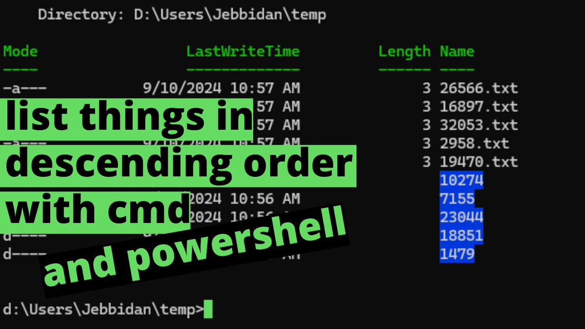 jebbidan's tweet image. List Folders and Files in Descending Order With Cmd - youtu.be/zhg1gPuUpvU
.
.
.
#tutorials #tutorial #HowToTutorials #HowToTutorial #cmd #PowerShell #terminal #Windows10 #Windows11