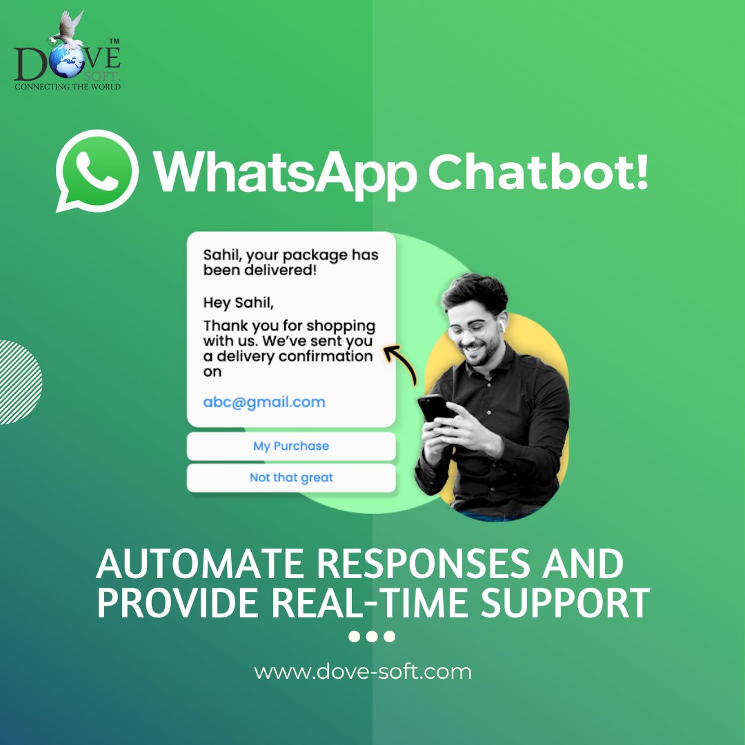 DoveSoftltd's tweet image. Engage Instantly with WhatsApp Chatbot!
Offer real-time support and answers on WhatsApp with our chatbot service. Automate responses, streamline customer queries, and enhance your service experience effortlessly.
#WhatsAppChatbot  #ChatbotSolutions  #AIChatbot  #DoveSoftLtd