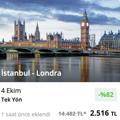 Günün fırsat uçuşu!💚 İstanbul - Londra tek yön uçak bileti 2.516 TL!  

*Vizeli  
*Direkt uçuş  
*Sınırlı sayıda   

Detaylar için ✈️👇🏻
enuygun.com/ucak-bileti/is… 

#UçakBileti #Londra #LondraUçakBileti #ENUYGUNUçakBileti #FırsatUçuşları