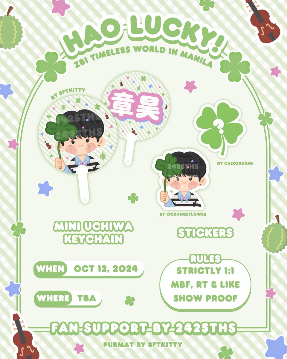 2425ths's tweet photo. 𝐻ao 𝐿ucky .ᐟ 🍀🎻

A Zhang Hao Fan Support by @2425ths for ZB1 Timeless World in MNL

܀ mbf, rt + like
܀ show proof on d-day
܀ strictly 1:1 (limited qty)

☘️ trade? dm!

#ForZEROSE #ZB1INMANILA 
#2024_ZEROBASEONE_THEFIRSTTOUR_TIMELESSWORLD_IN_MANILA https://t.co/6O8982StbZ
