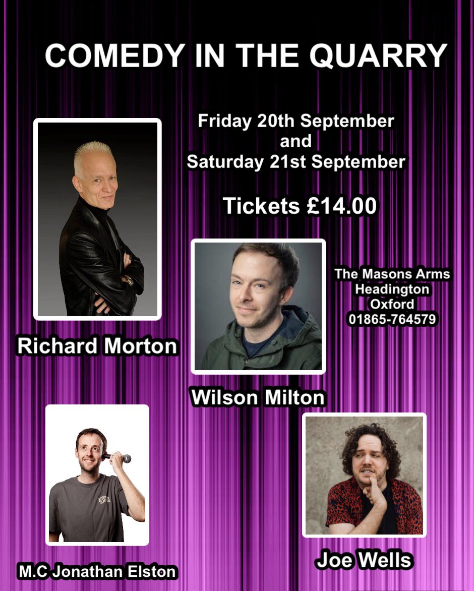 Chris Meeson (@chrismeeson) on Twitter photo Tickets still available from <a href="/TheMasonsArmsHQ/">The Masons Arms</a> for this month’s Comedy in the Quarry. #headington #oxford #oxfordbrooks #oxfordcomedy Tickets still available from <a href="/TheMasonsArmsHQ/">The Masons Arms</a> for this month’s Comedy in the Quarry. #headington #oxford #oxfordbrooks #oxfordcomedy