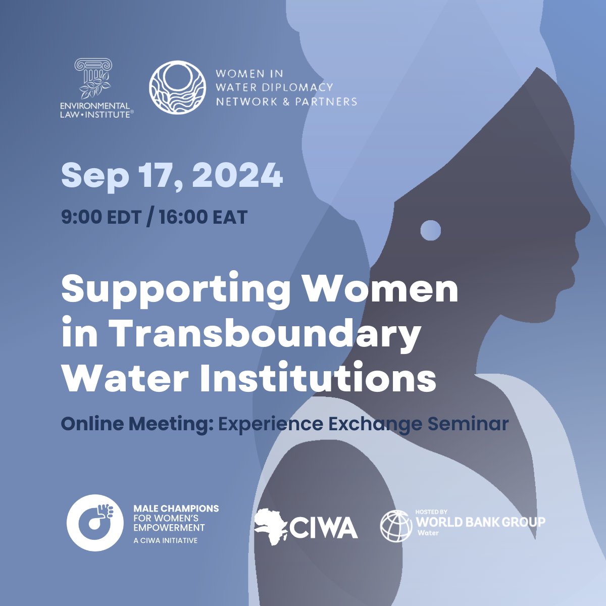 ciwaprogram's tweet photo. π§βοΈ @CIWAprogram #MCWE initiative event
In partnership with the Women in Water Diplomacy Network & @ELIORG, register now for an online seminar on supporting #women in #transboundary water institutions π¦
ππΏ https://t.co/38yjsxKTzx
π
Sep 17, 2024 β° 9:00 EDT / 16:00 EAT https://t.co/4s7YRKEgWR